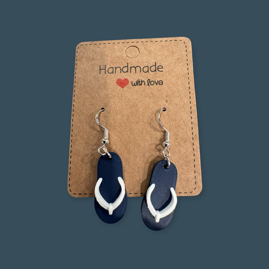 Navy Flip Flop Earrings